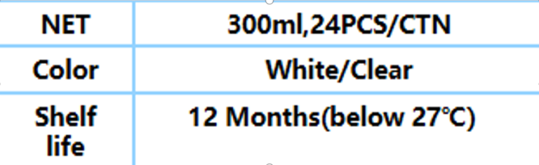 Acid Glass Silicone Sealant BY-708 technical datasheet with specifications such as 300ml size, 24PCS per carton, white and clear colors, 12-month shelf life, and VOC content ≤ 4%.