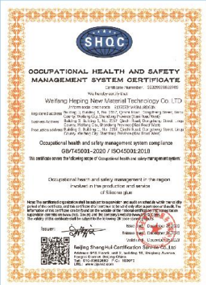 ISO 45001 management system certificate